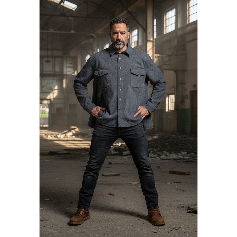 St. Johns Bay Flannel Button Down Shirt Charcoal Gray XL Tall Dual Pockets